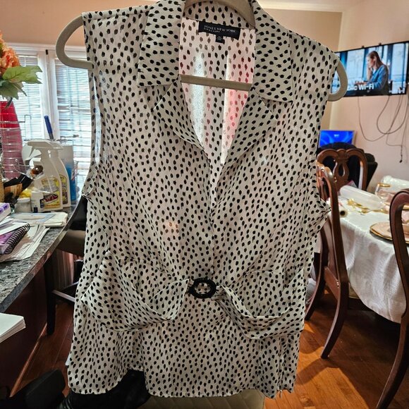 Jones New York Signature Sleeveless Polka Dot Button-Down Blouse XL Womens - Picture 2 of 5